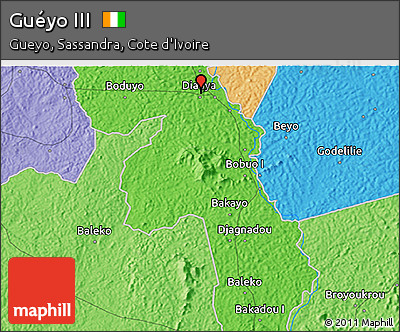 Political 3D Map of Guéyo III