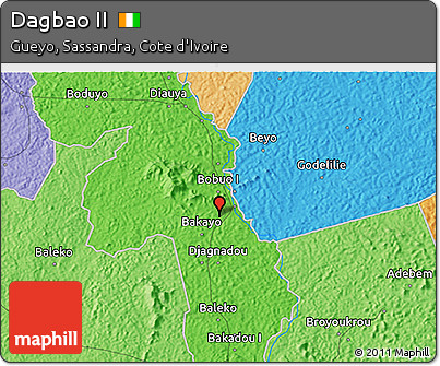 Political 3D Map of Dagbao II