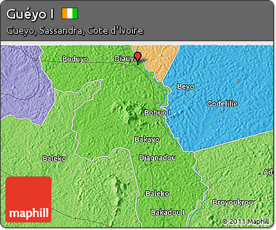 Political 3D Map of Guéyo I