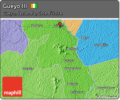 Political 3D Map of Guéyo III