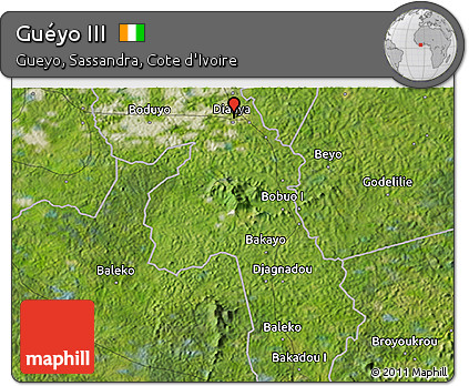 Satellite 3D Map of Guéyo III
