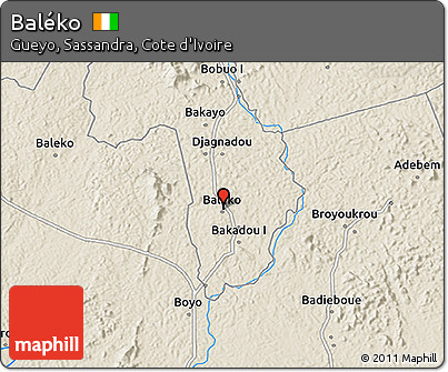 Shaded Relief 3D Map of Baléko