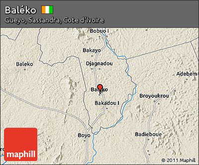 Shaded Relief 3D Map of Baléko