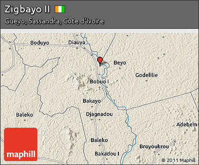Shaded Relief 3D Map of Zigbayo II
