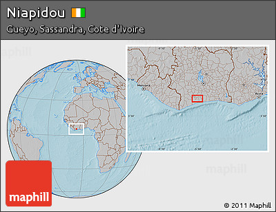 Gray Location Map of Niapidou, hill shading