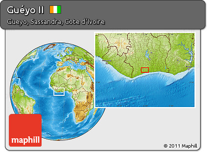 Physical Location Map of Guéyo II