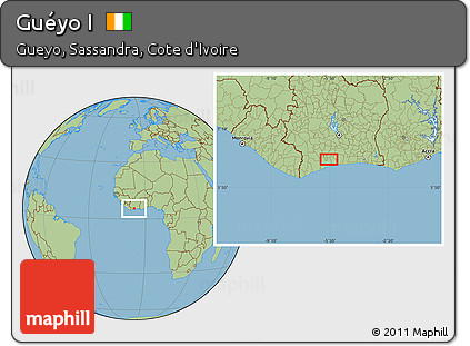 Savanna Style Location Map of Guéyo I