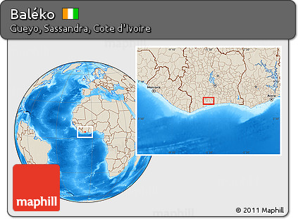 Shaded Relief Location Map of Baléko