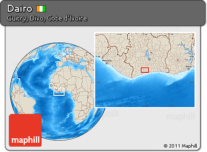Shaded Relief Location Map of Dairo
