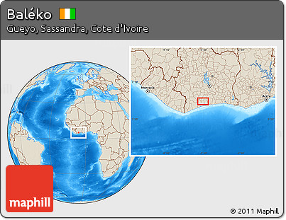 Shaded Relief Location Map of Baléko