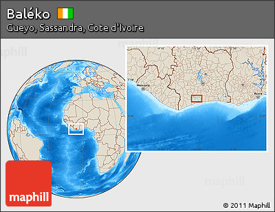 Shaded Relief Location Map of Baléko