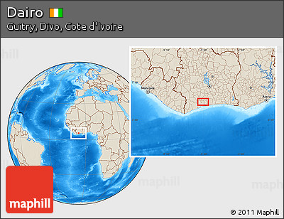 Shaded Relief Location Map of Dairo