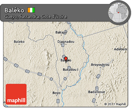 Shaded Relief Map of Baléko