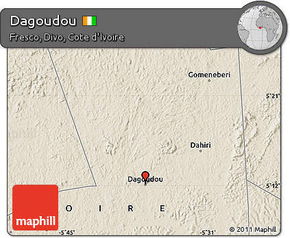 Shaded Relief Map of Dagoudou