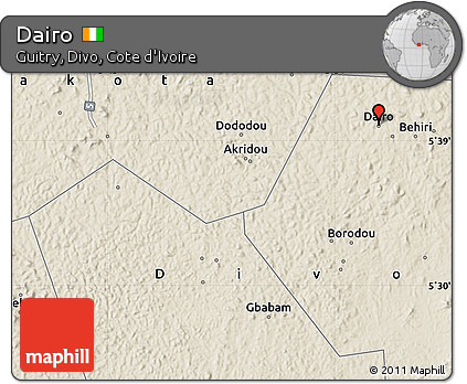 Shaded Relief Map of Dairo
