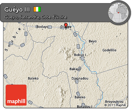 Shaded Relief Map of Guéyo III