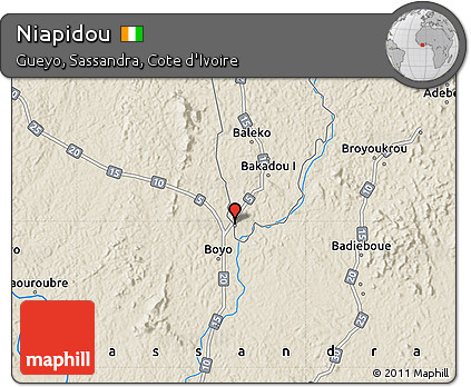 Shaded Relief Map of Niapidou