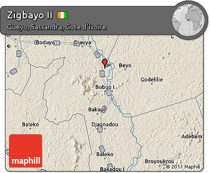 Shaded Relief Map of Zigbayo II