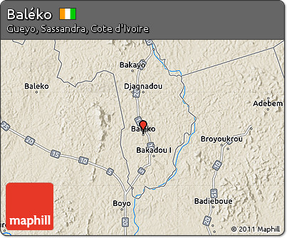 Shaded Relief Map of Baléko