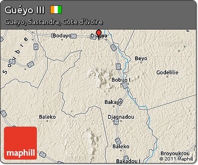 Shaded Relief Map of Guéyo III
