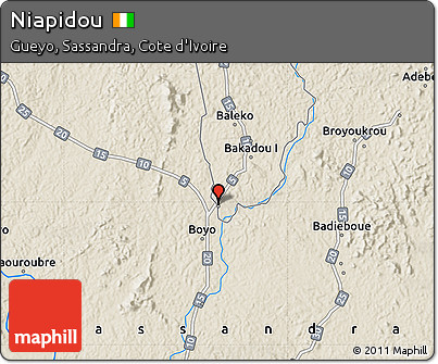 Shaded Relief Map of Niapidou