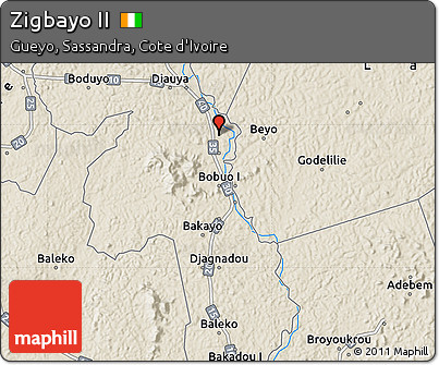 Shaded Relief Map of Zigbayo II
