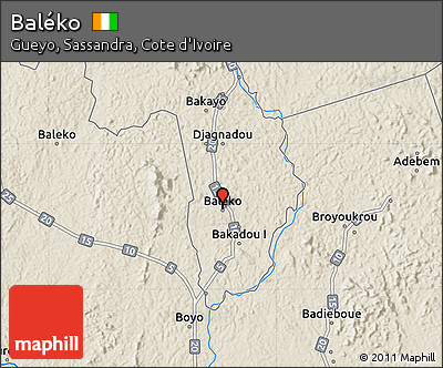 Shaded Relief Map of Baléko