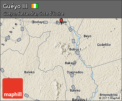 Shaded Relief Map of Guéyo III