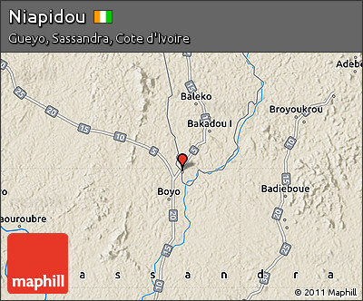 Shaded Relief Map of Niapidou