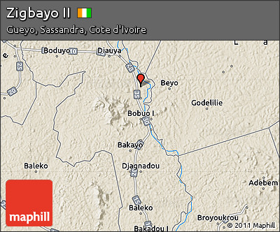 Shaded Relief Map of Zigbayo II