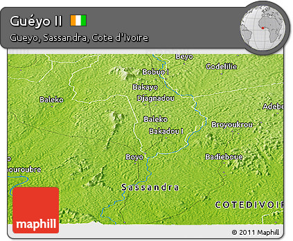 Physical Panoramic Map of Guéyo II