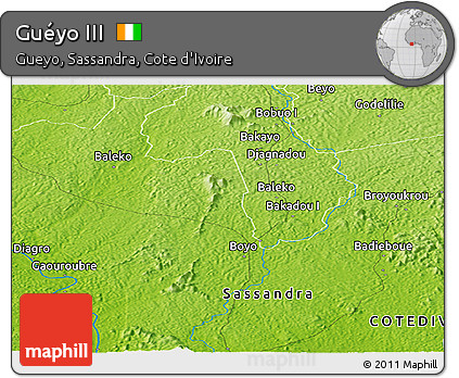 Physical Panoramic Map of Guéyo III