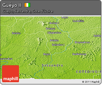 Physical Panoramic Map of Guéyo II