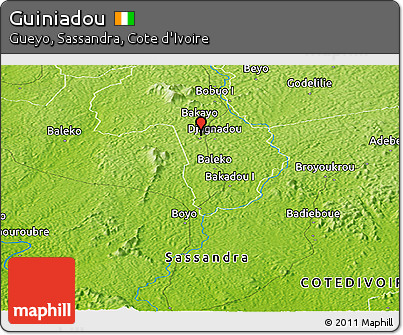 Physical Panoramic Map of Guiniadou