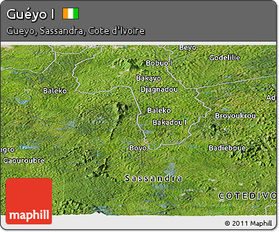 Satellite Panoramic Map of Guéyo I
