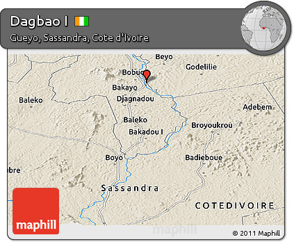 Shaded Relief Panoramic Map of Dagbao I