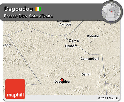 Shaded Relief Panoramic Map of Dagoudou