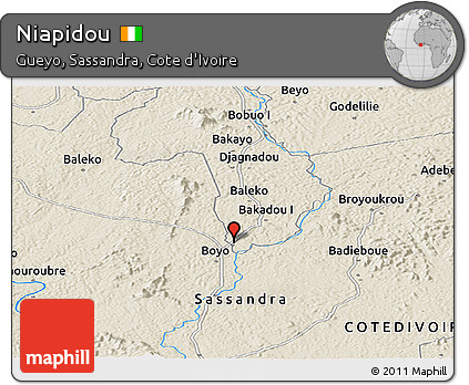 Shaded Relief Panoramic Map of Niapidou