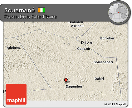 Shaded Relief Panoramic Map of Souamané