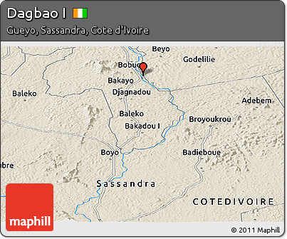 Shaded Relief Panoramic Map of Dagbao I