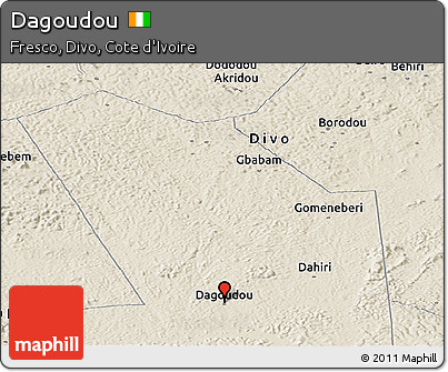 Shaded Relief Panoramic Map of Dagoudou