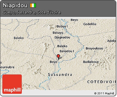 Shaded Relief Panoramic Map of Niapidou