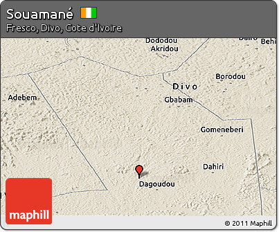 Shaded Relief Panoramic Map of Souamané