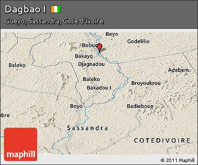 Shaded Relief Panoramic Map of Dagbao I