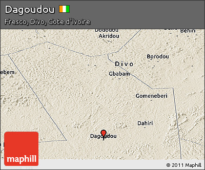 Shaded Relief Panoramic Map of Dagoudou