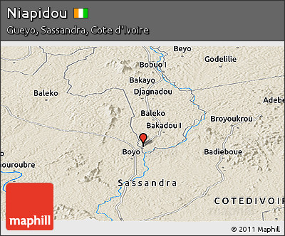 Shaded Relief Panoramic Map of Niapidou