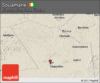 Shaded Relief Panoramic Map of Souamané