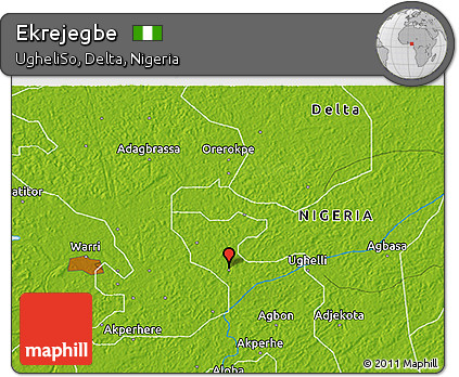 Physical 3D Map of Ekrejegbe