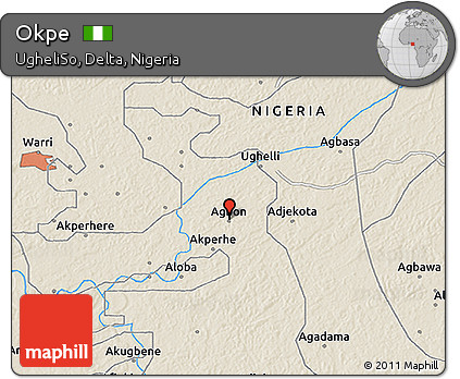 Shaded Relief 3D Map of Okpe