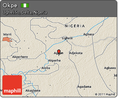 Shaded Relief 3D Map of Okpe